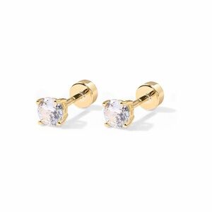 14k Gold 3mm Flat Back Stud Earrings